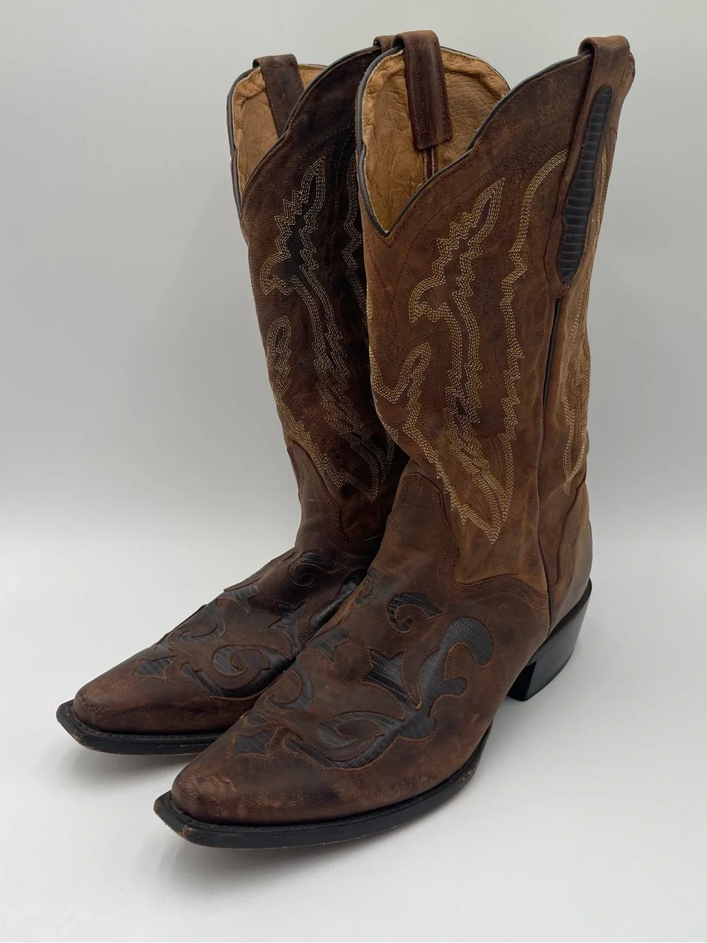 JB Dillon Mens Genuine Brown Goat Leather Western Boots Size 10D JBM2213 - Picture 1 of 14